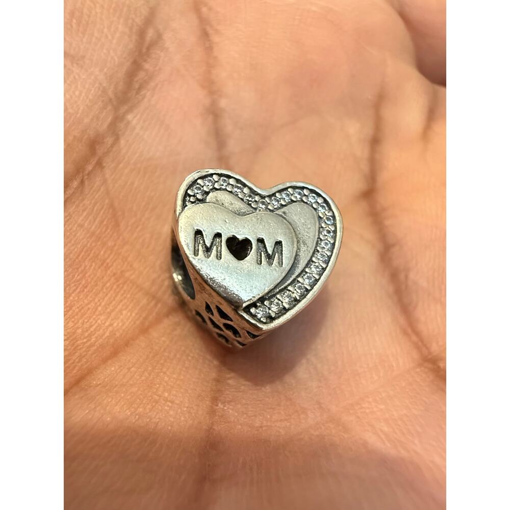 Authentic Pandora Mom Heart Charm CZ Sterling Silver S925 ALE
